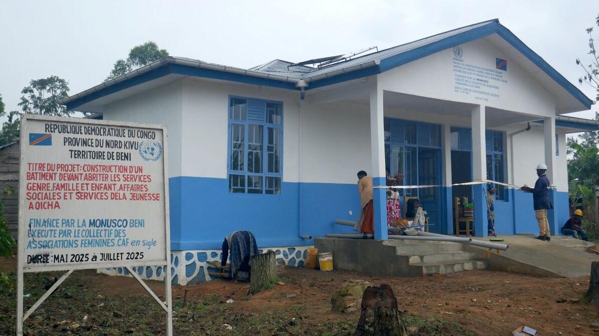 Un bâtiment financé par la MONUSCO est photographié à Nord-Kivu.