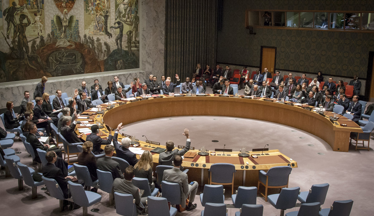 A wide view of the Security Council during a meeting. UN Photo/Loey Felipe