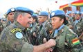 Remise de la Médaille des Nations Unies à la 9e Compagnie d’infanterie bolivienne 